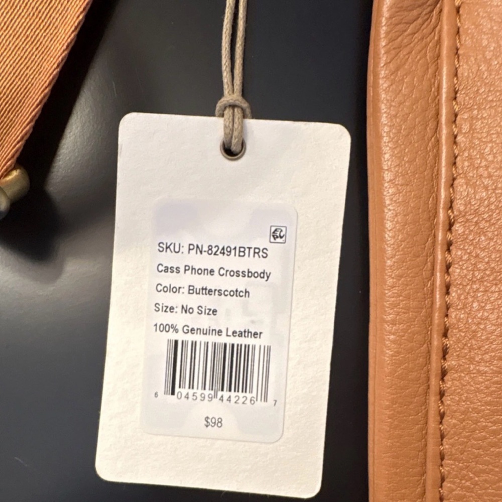 HOBO Cass Tan Pebble Leather Crossbody Phone Pouch Adjustable Strap - Picture 6 of 14